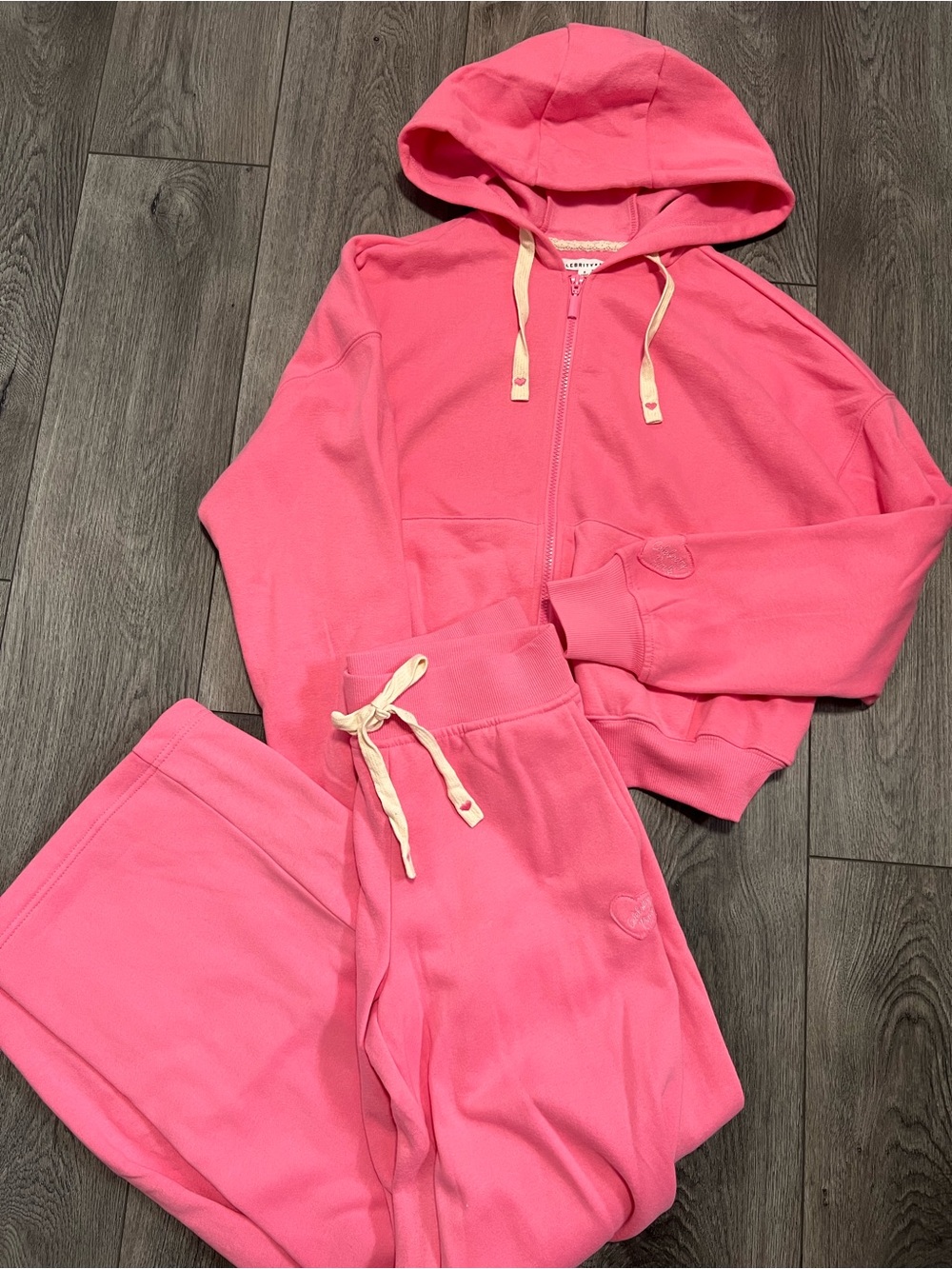 NWOT-Bright Pink Zip Hoodie & Jogger Set